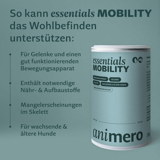 animero essentials MOBILITY – Grünlippmuschel für Gelenke, Hund & Katze
